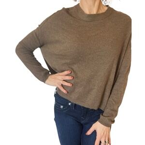 WOMENS VKOO LUXURY CASHMERE BROWN SWEATER PULLOVER ROUND NECK JUMPER HI LO SMALL